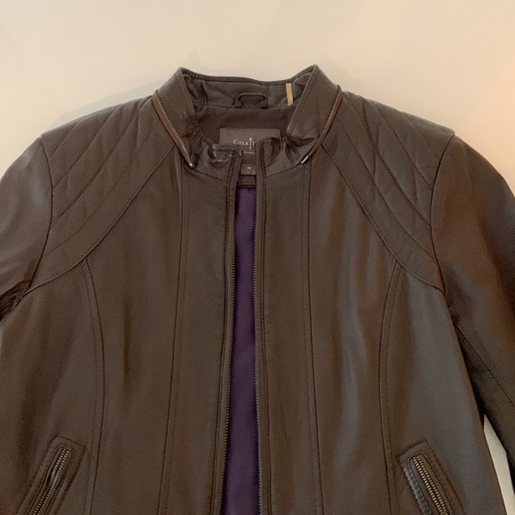 Cole Haan genuine leather jacket with detachable cotton jersey hood. ✨LIKE NEW✨ - Picture 10 of 15